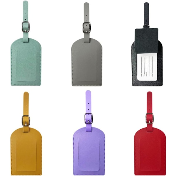 6 bagasjelapper, skinnlapper for kofferter, navnelapper for kofferter