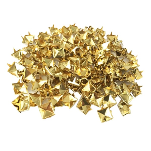 Grossist 100 st fyrkantiga pyramidnitar i metall, nitar i läderhantverk, DIY, guld