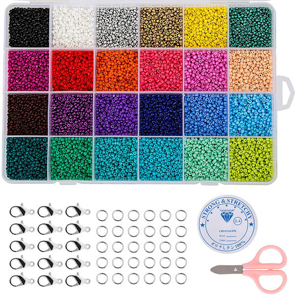 DIY - Pärlbox - Fröpärlor - 4mm - 4800st - Smyckestillverkning multicolored