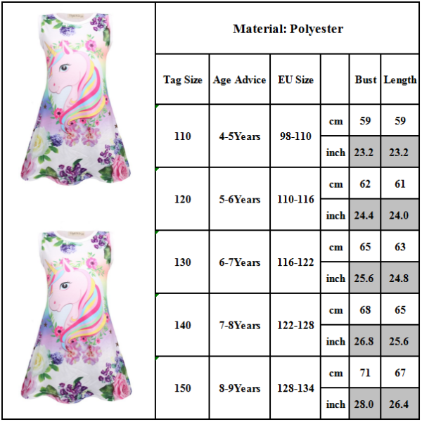 Barn Flickor Enhörning Sovkläder Pyjamas Tunika Natt Sommarklänning Lila purple 140 cm