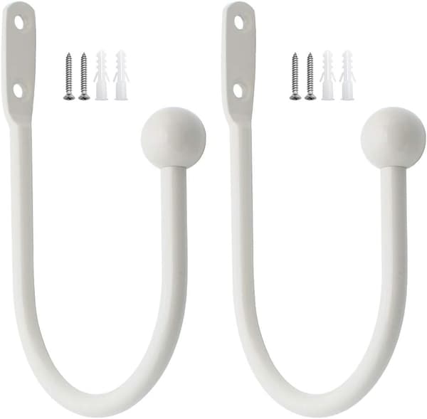 2-pack Metallgardinbindningar Vita Gardinbindningar Väggmontering U-form