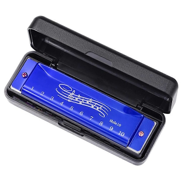 Harmonika i C-dur, 10-hullers Blues-Harp Diatonisk Harmonika 20 Toner Mundharpe Blue