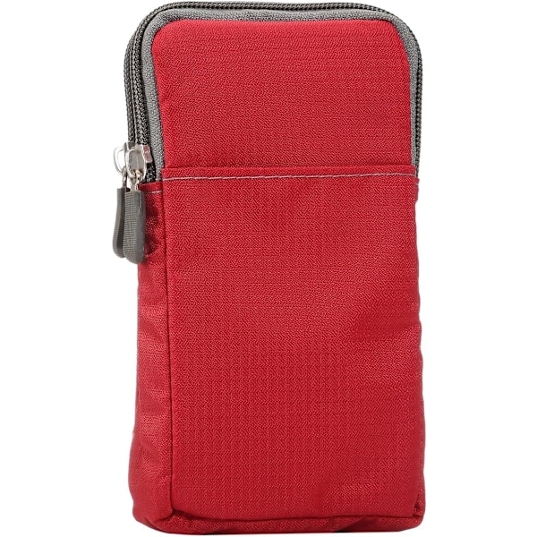 Matkapuhelimen vyölaukku, crossbody-matkapuhelinlaukku, ulkoiluun sopiva nailoninen olkalaukku, jossa vyölenkki ja karabiinihaka, punainen red 9*16.5*3.0CM