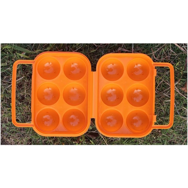 6 Compartment Egg Rack Container, Plastic Egg Storage Box Shockproof Protection, 1pc (Orange)