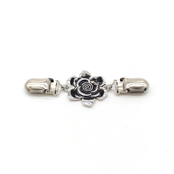 Set med 4 silvertröjclips, pärlade koftclips, eleganta pärlor, koftkrageclips