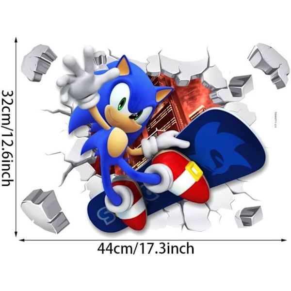 Sonic-seinätarra, lasten piirretty makuuhuoneen taustaseinän koristelu itseliimautuva seinätarra, juhlatarvikkeet