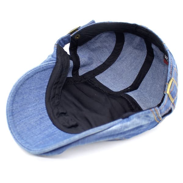 Distressed Denim Flat Cap Dobbelt Pil Beret Mænd Kvinder Solhat(qb)