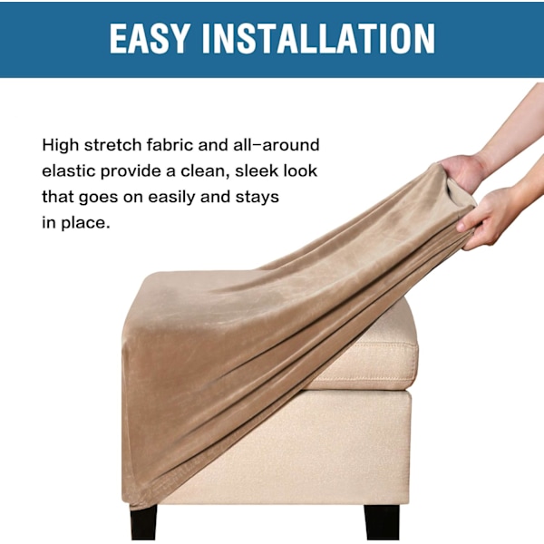 Fåtöljöverdrag för kvadratiska pallar, kvadratiska överdrag, förvarings pallskydd, stretchfåtöljöverdrag med elastisk botten, äkta sammetplyschtyg,