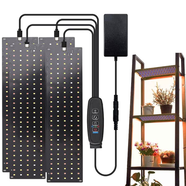 Fullspektrum LED Quantum Board Vekstlys – Plantelyspanel med Adapter *Fire hoder* Four heads