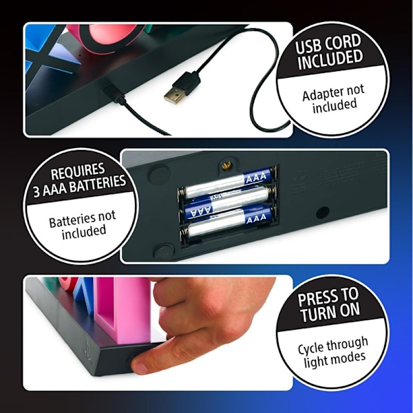 Playstation-kontrollsymboler med 3 lysmoduser Q1