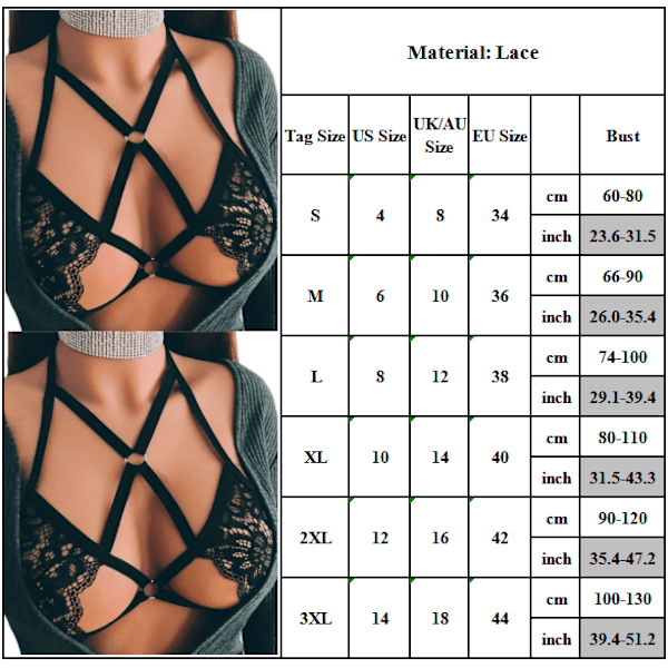 Kvinnors Babydoll Sexig Bandage Bur Strappy Underkläder BH L