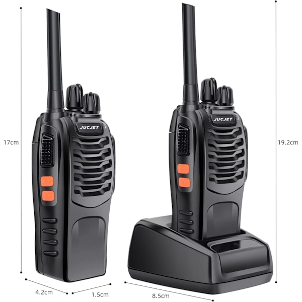 2 stk. 88E Vox genopladelig Pmr fjernbetjening Intercom 446MHz 16 C