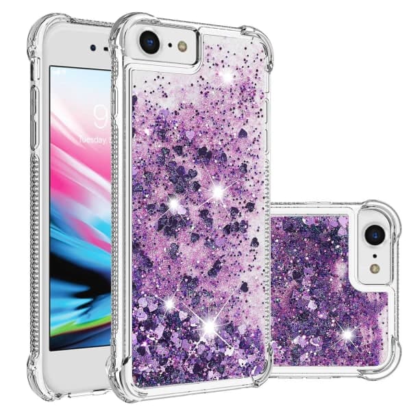 Deksel til iPhone SE 2022/2020 / iPhone 8 Bumperdeksel Glitrende Glitter Bling Flytende Sølv none[qb]