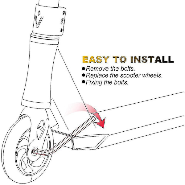2 stk. 110mm Scooterhjul Pu Hjul Tykke Stunt med Lejer (Sort)