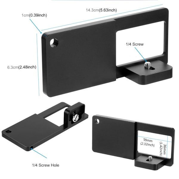 Aluminiumlegering Monteringsadapter Monteringsplade Actionkamera Smartphones Gimbal Switch Monteringsadapter til DSC-RX0
