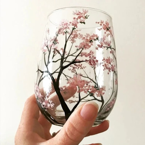 Fire Seasons Tree Vinglass Sesonger Glass Kopp HØST HØST autumn