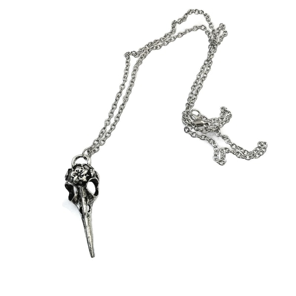 Halsband Kranium Fågel Silver Skalle Korp Skelett 60/silver
