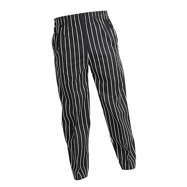 Joustavat ravintola kahvila kokki tarjoilija housut housut univormu tarvikkeet Black White Striped 3XL