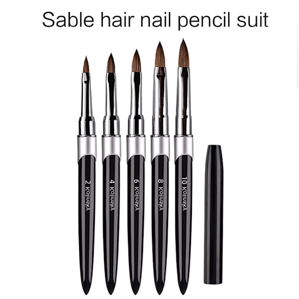 Kynsien akryylipensseli Sable akryylipensseli UV-geelin kaiverruskynäsiveltimen nestemäinen jauhe DIY-kynsien piirustus Kynsien taideharjat 10 0.03