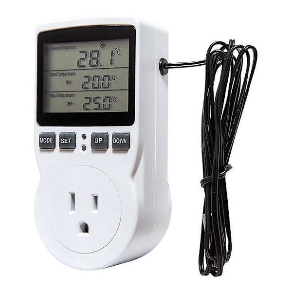 Digital Temperaturkontroller Strømuttak EU Plugg Termostat Med Timer Bryter Sensor Probe Varme Kjøling [qb] US