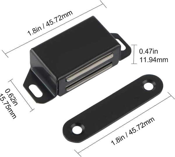 Sæt med 6 lukkemagneter, sort magnetisk rustfrit stål, stærk, med skruer