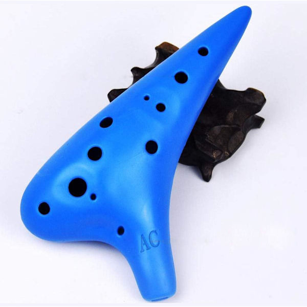 Plast Ocarina Alt C 12-håls Ocarina Enkelt Musikinstrument för Barn, Nybörjare, Zelda Fans (Blå)