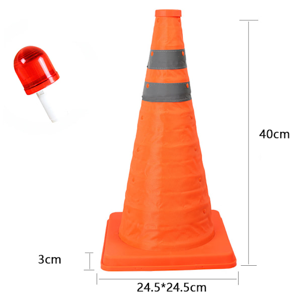 1 Piece Folding Traffic Cone with LED Light, Multi-functional with Reflective Circles for Road Parking, Driving Practice (40cm)