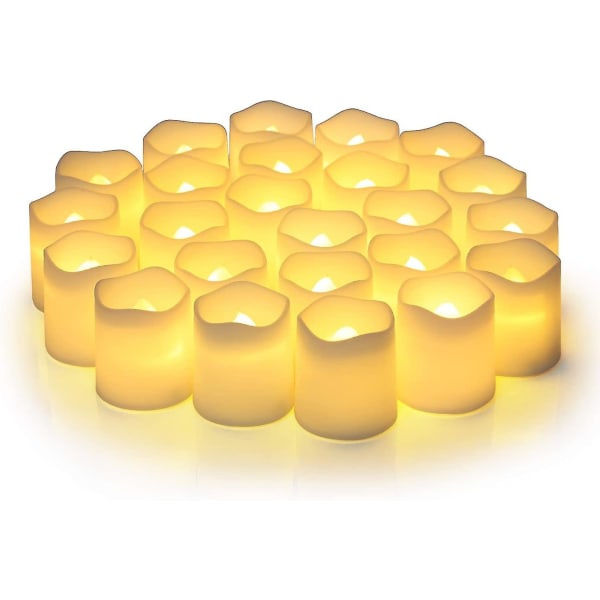 24-pak flammefri bloklys, flimrende LED-tealights, varmt hvidt