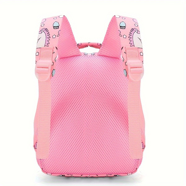 1 st flicka enhörning tecknad ryggsäck, söt tryck nylon ryggsäck, idealisk present Pink