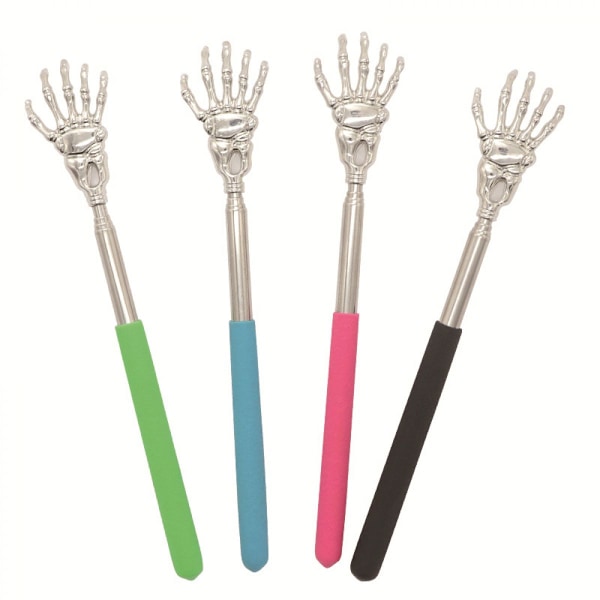 (4-Pack) Telescopic Back Scratcher, Portable Retractable Telescopic Metal Back Scratcher - Hand Massager Backslap with Rubber Handle