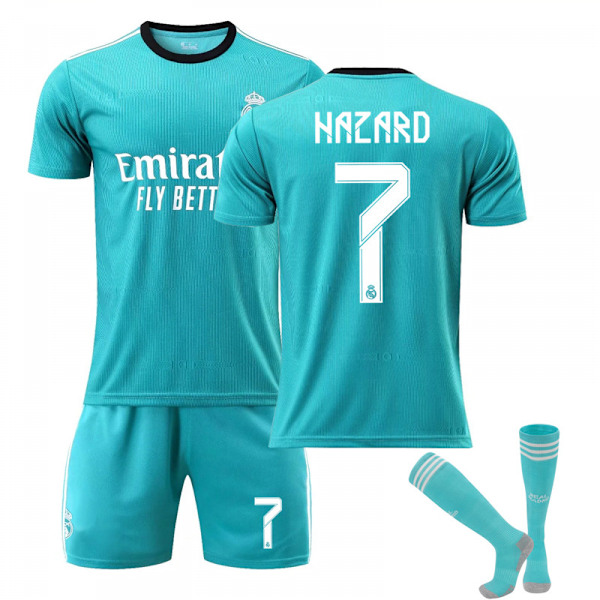 21/22 Real Madrid 2 Bortalagrönt Jersey Set Barn Vuxna Fotbollströja Träningströja Kostym Nr.7 HAZARO No.7 HAZARO M