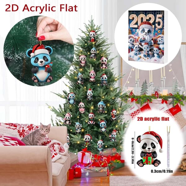 Julekalender 2025 (24 dage) - Panda design, akrylmateriale[BT]