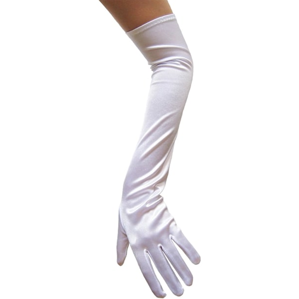 Långa fingerlösa satinhandskar för dam, armbågslängd, 1920-tals opera bröllop[qb]