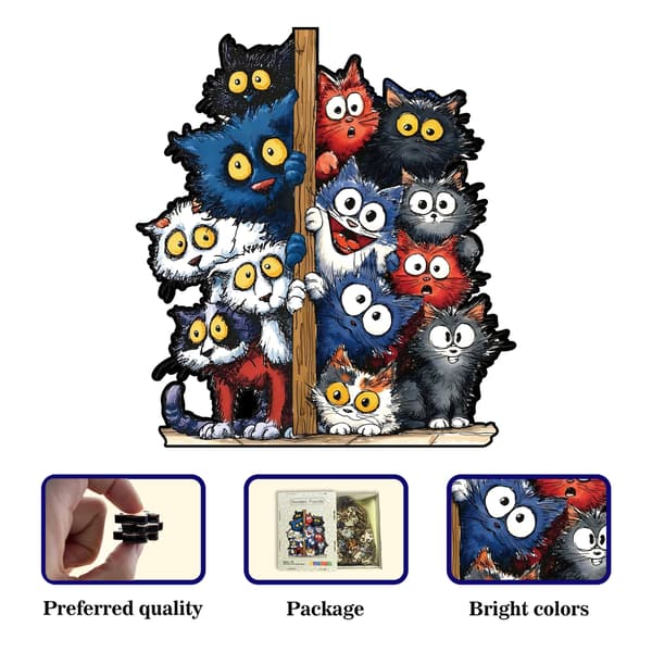 Overrasket Kat Puslespil | Håndlavet Stresslindrende Jigsaw