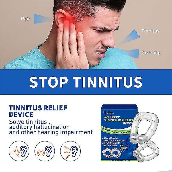 2x Tinnitus Relief Device för ringande öron Stoppa ringande i öronen för män kvinnor
