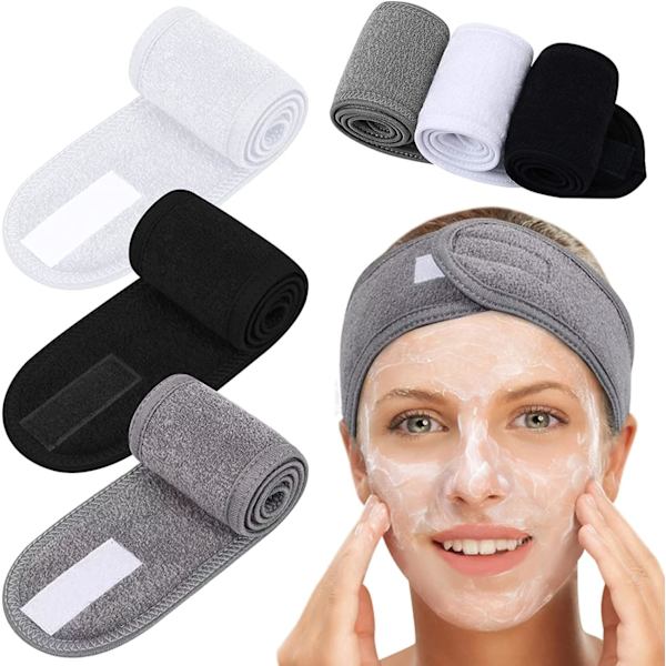 3-pack ansikte, spa, smink, dusch, sport pannband, justerbar St