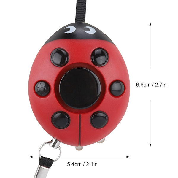 Henkilökohtainen puolustussuoja Beetle Alarm Keychain 130db Naisten hätävaroitin LED//+