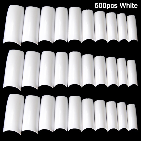 100/500 kpl Kynnet Puoliranskalaiset Väärennetyt Kynnet Taide Vinkit Akryyli UV-Geeli Manikyyri T 500pcs White