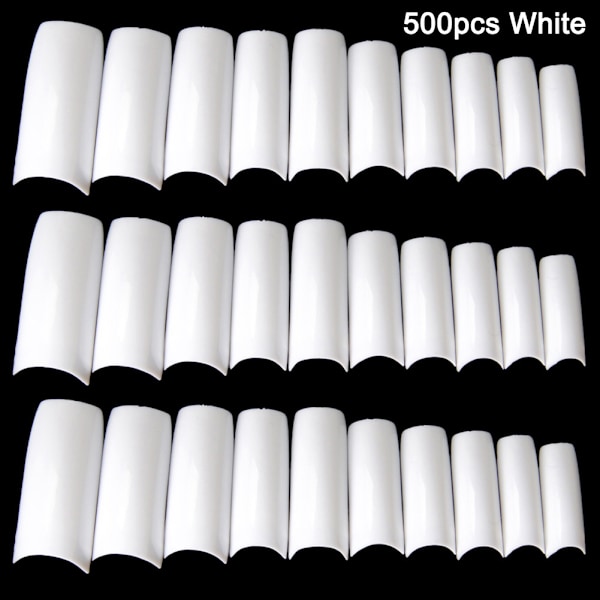 100/500 st Naglar Halvfransk Falska Naglar Tips Akryl UV Gel Manikyr T 500pcs White