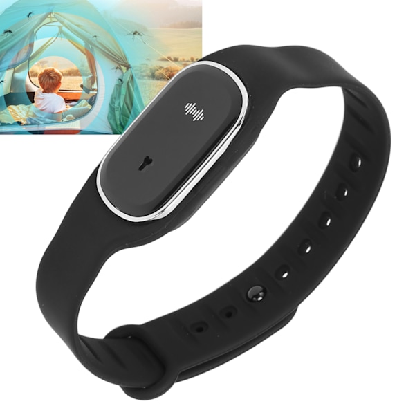 Afvisende ur USB-opladning Langvarig bærbar Sonic elektronisk afvisende armbåndsur Sort