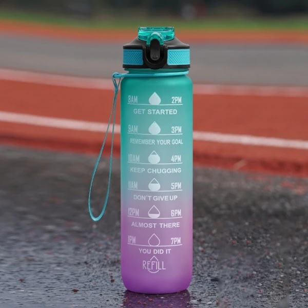 Vannsportflaske Drikkekopp Plast Vannkopp 1000ML - på lager Green&Purple