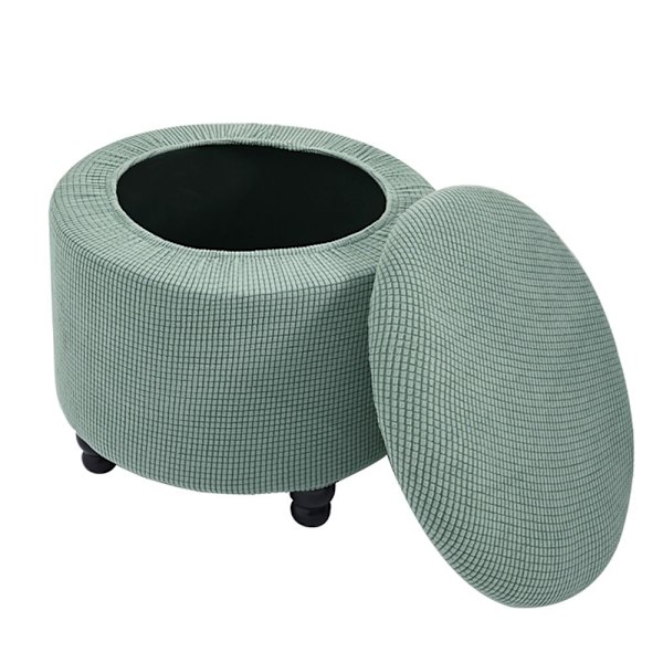 2 ST Round Ottoman Överdrag Förvaringsottoman Överdrag VIT[qb] White