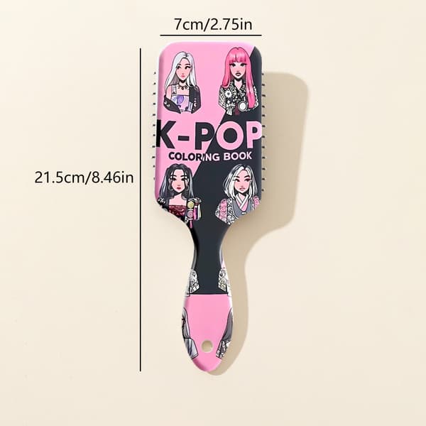 K-Pop Print Luftpute Hårbørste, Hodebunnsmassasje Flokeløsende Kam for Hårstyling A