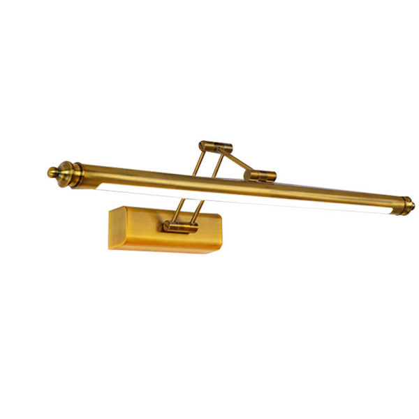 Vintage Messing Badeværelsesspejl Lys, Retro LED Spejl Lys med Justerbar Arm og Rustfrit Stål Base, 3000K IP44 Vandtæt Badeværelseslys
