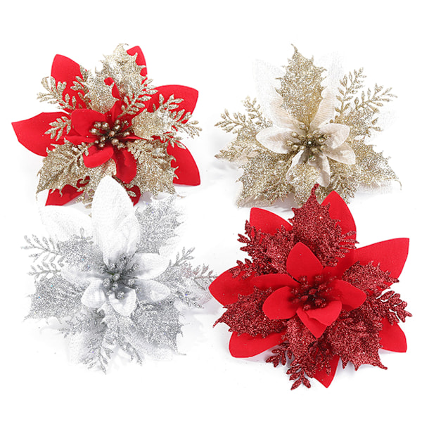 10:e konstgjorda julblommor dekorationsjulgran prydnad C C 10pcs
