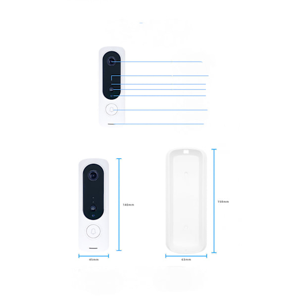 Smart WiFi fjärrkontroll video dörrklocka, intelligent visuell dörrklocka hem intercom HD trådlös uppladdningsbar säkerhetsdörrklocka