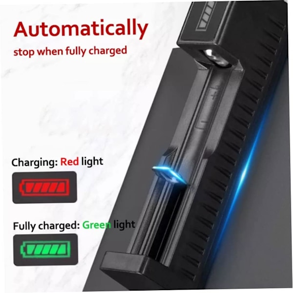 Smart USB Litiumbatterilader 1A Hurtiglading for 18650, 26650, 14500 4.2V Oppladbart Litium
