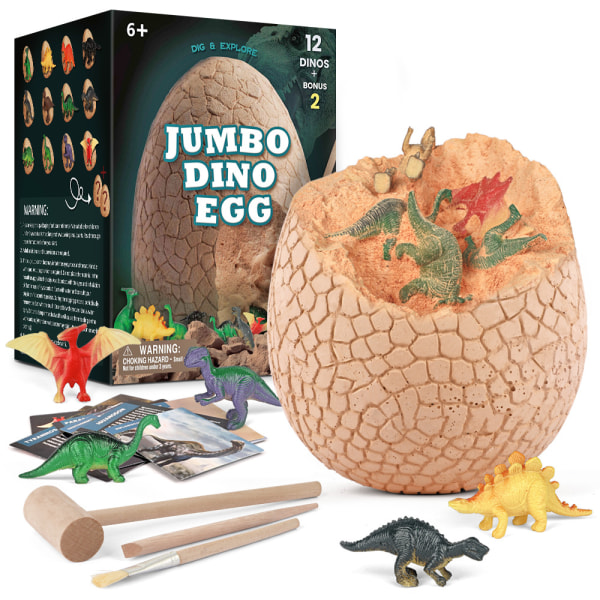 Jumbo Dino Egg 12 unika stora överraskningsdinosaurier i ett gigantiskt fyllt ägg Upptäck dinosauriearkeologisk vetenskap för barn