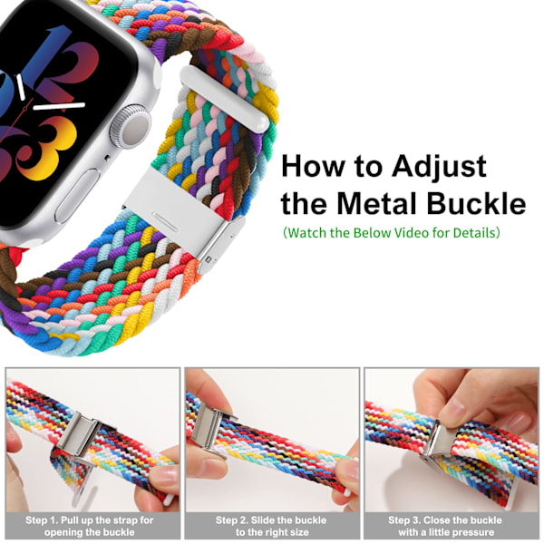 Kompatibel med Apple Watch-remme 40mm til 49mm Rem Flettet Nylon Justerbar Spænde Rem Justerbar Flettet Enkelt Loop Elastisk Sport Rem Rød ed 42mmor44mmor45mm