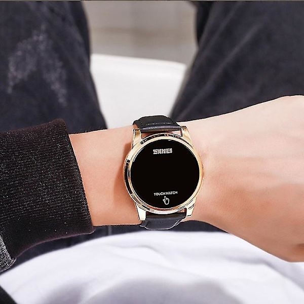 Skmei 1684 Läderklocka med pekskärm och Bluetooth, Färg: Svart